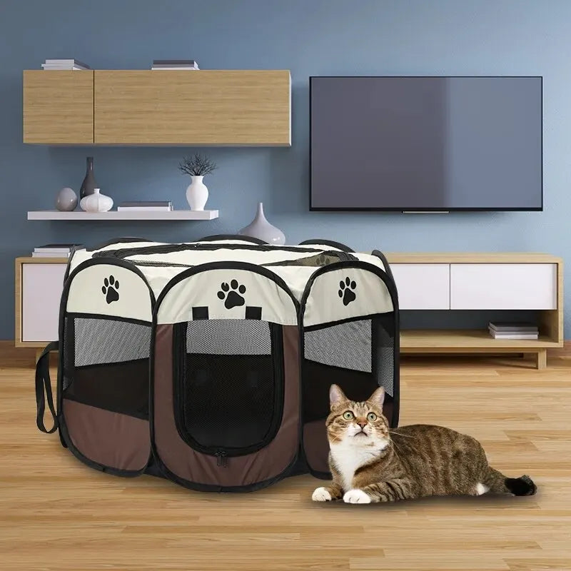 Portable Foldable Pet Tent | Octagonal Dog Kennel & Cat Shelter | Easy Setup Outdoor Fence for Large Dogs & Puppies