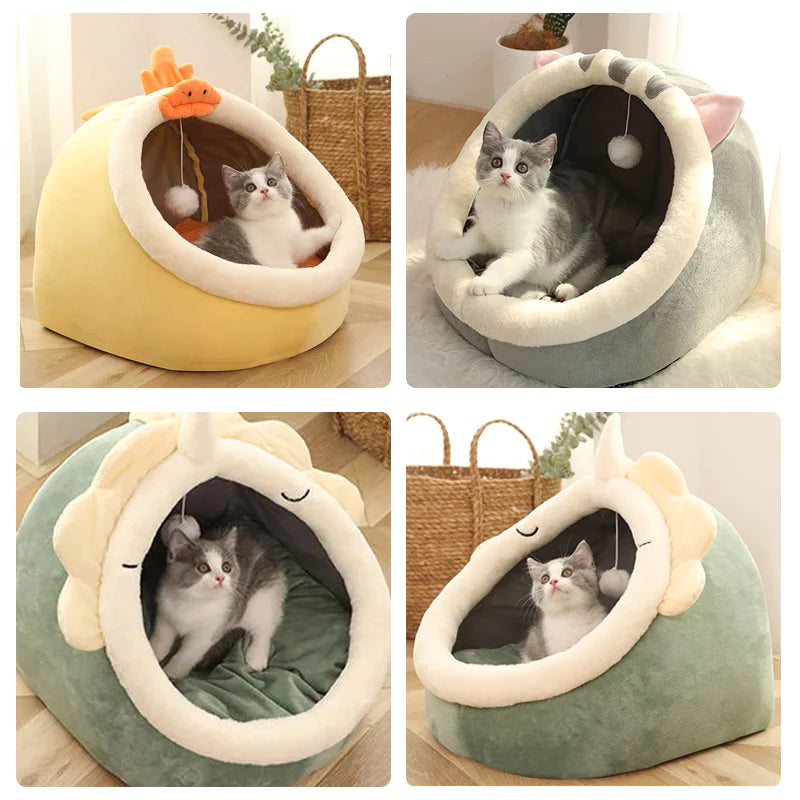 Cozy Sweet Cat Bed - Warm Pet Basket, Soft Kitten Lounger, Washable Cat House Tent, Small Dog Mat