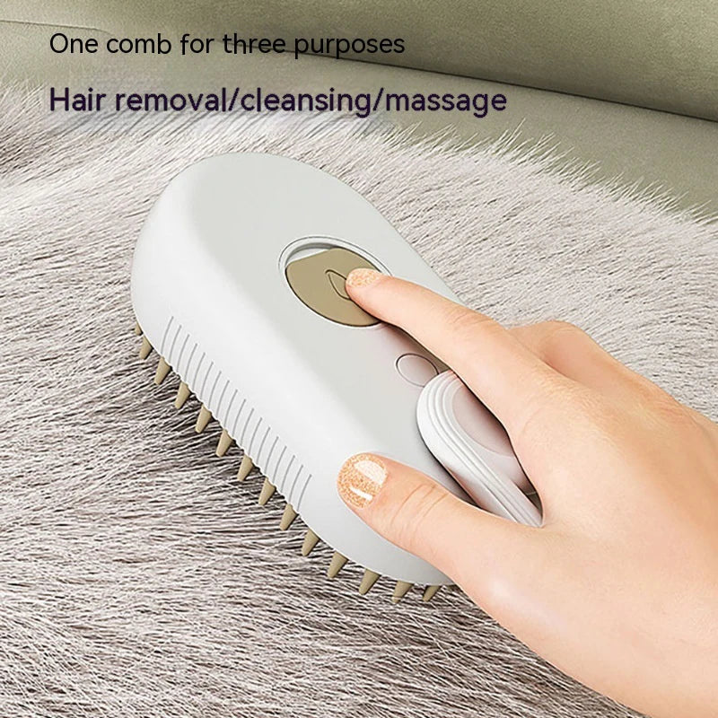 3-in-1 Electric Pet Grooming Brush – Cat & Dog Steamy Brush for Massage, Hair Removal, and Grooming