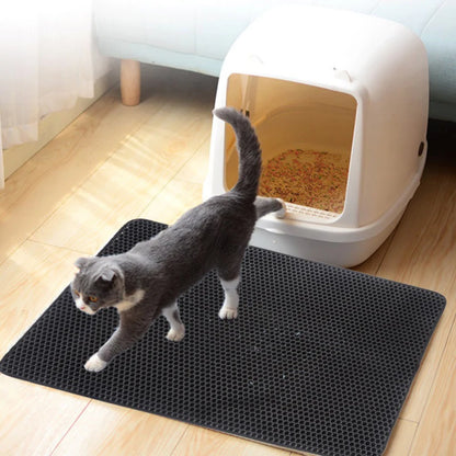 Waterproof EVA Cat Litter Mat – Double Layer Trapping Clean Pad for Cats