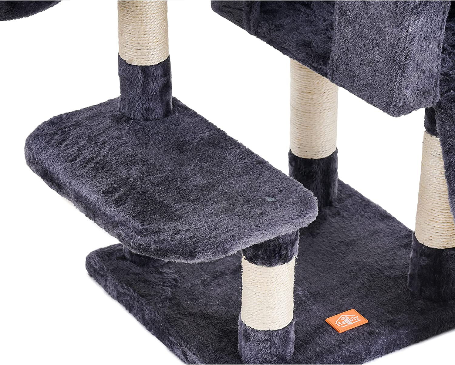  Multi-Level Cat Tree Tower with Scratching Board & Feeding Bowl - Indoor Cat Furniture Condo