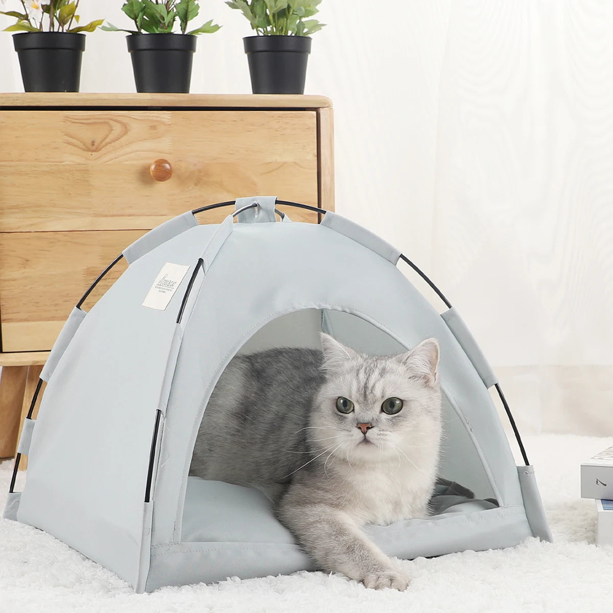 Warm Pet Tent Bed for Cats - Cozy Clamshell House with Cushions, Sofa Basket for Winter, Cat Furniture & Accessories