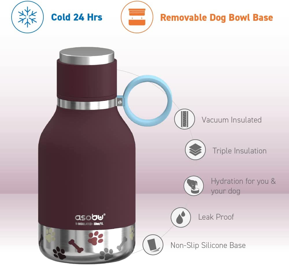 Dog Bowl & Stainless Steel Insulated Travel Bottle