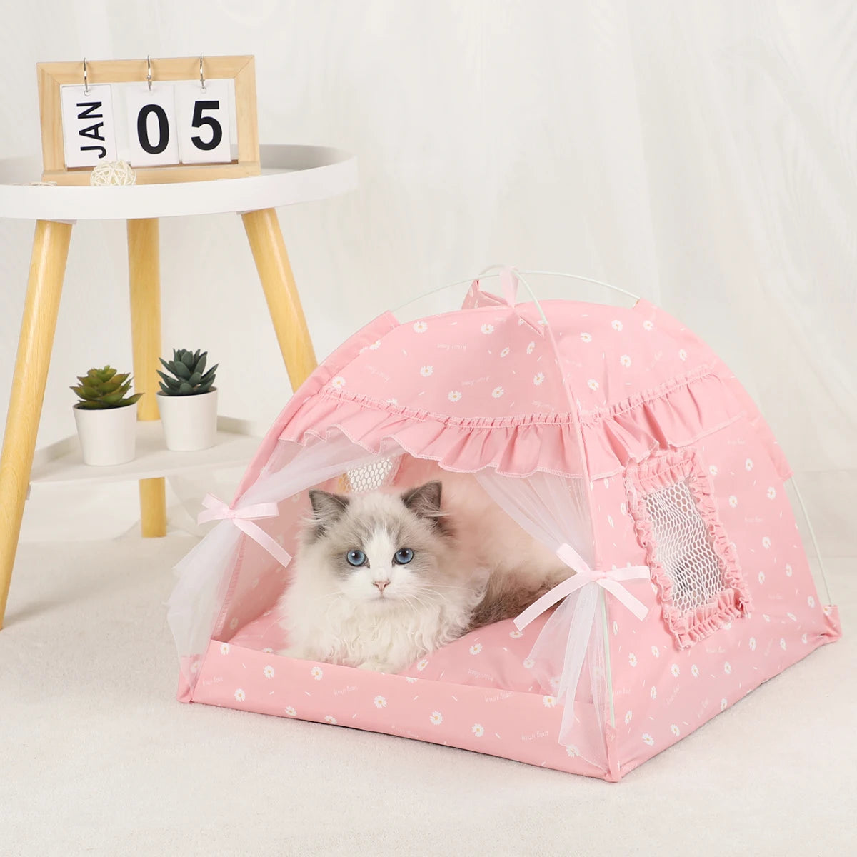 Warm Pet Tent Bed for Cats - Cozy Clamshell House with Cushions, Sofa Basket for Winter, Cat Furniture & Accessories