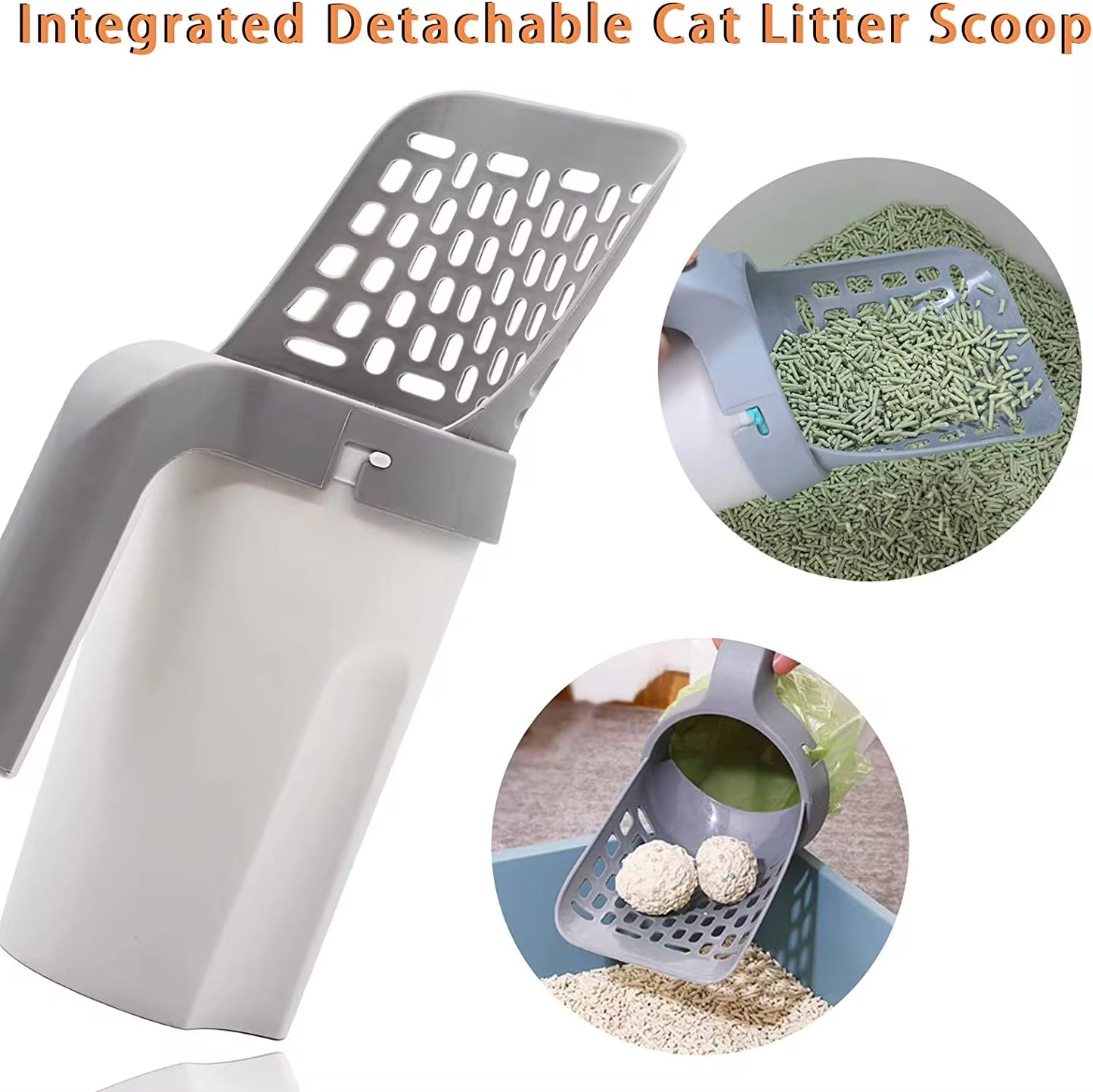 Cat Litter Scoop with Refill Bags - Self-Cleaning Pet Litter Shovel for Cat Toilet, Garbage Picker & Cat Supplies