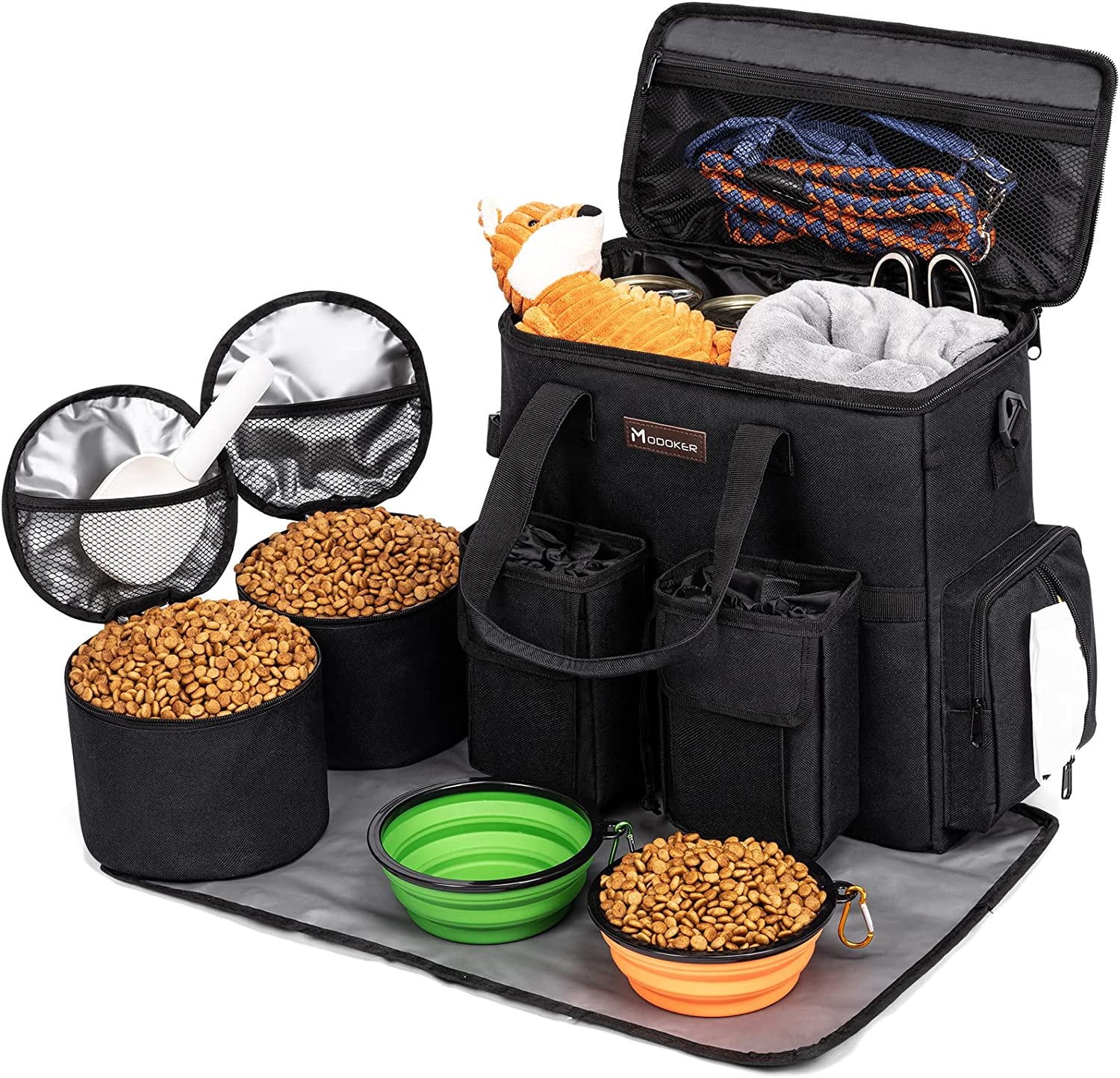 "Airline-Approved Pet Travel Bag for Dogs & Cats | Complete Weekend Set with Multi-Function Pockets, Food Containers, Collapsible Bowls, and Feeding Mat