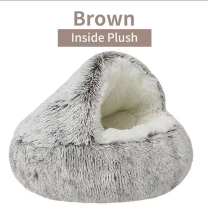 Winter Plush Pet Cat Bed | 2-in-1 Cat Cushion House & Warm Sleep Bag for Small Dogs and Cats