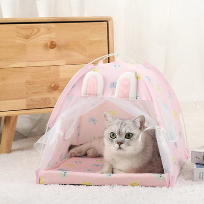 Warm Pet Tent Bed for Cats - Cozy Clamshell House with Cushions, Sofa Basket for Winter, Cat Furniture & Accessories