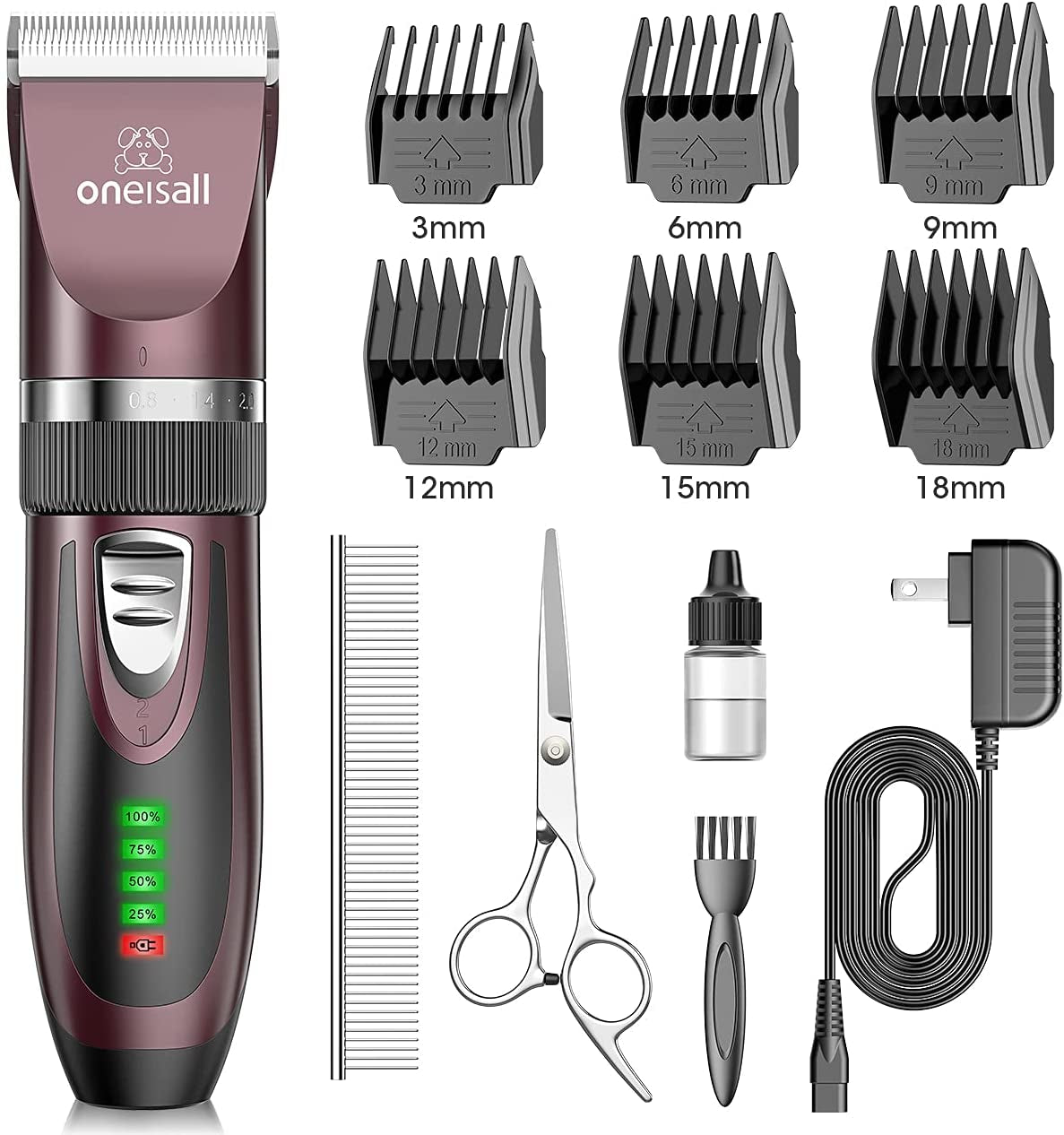 Low Noise Dog Clippers - 2-Speed Rechargeable Grooming Kit for Dogs & Cats