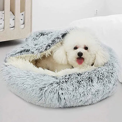 Winter Plush Pet Cat Bed | 2-in-1 Cat Cushion House & Warm Sleep Bag for Small Dogs and Cats