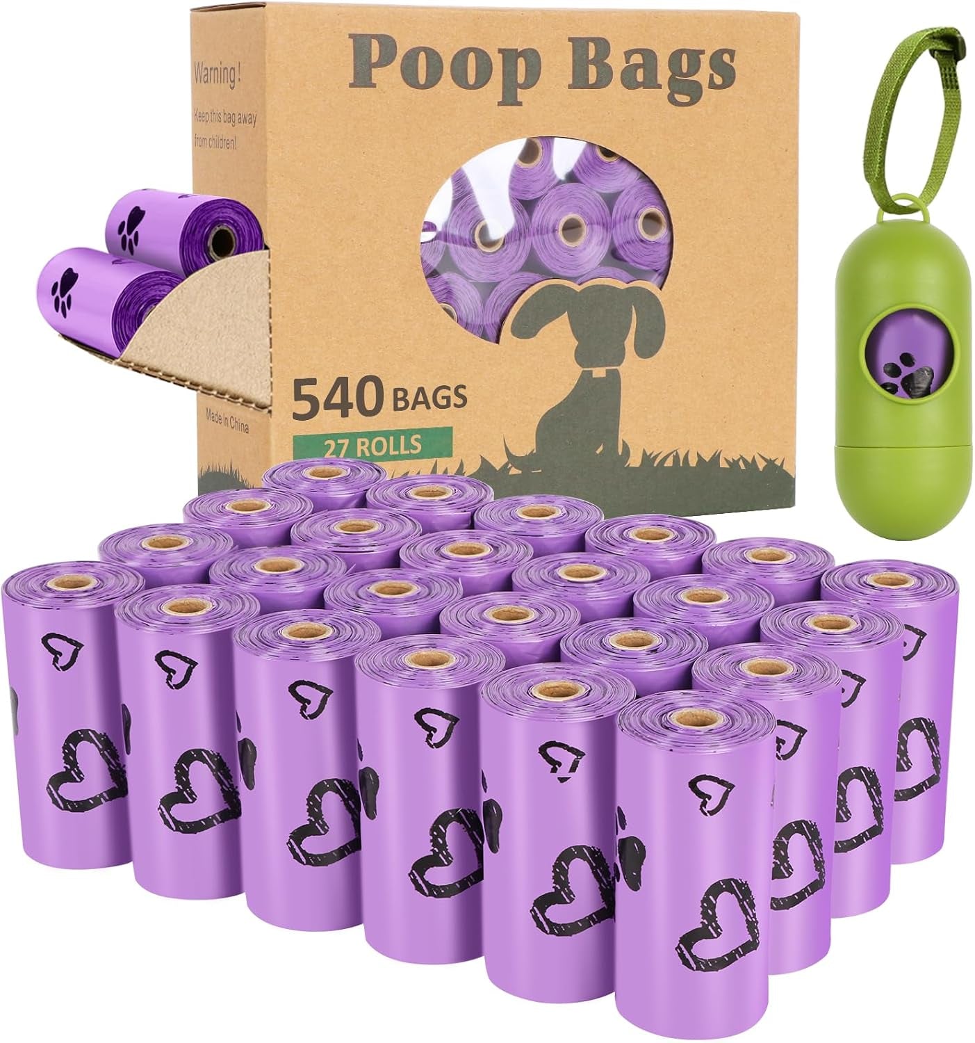 Biodegradable Dog Poop Bags - 720 Extra Thick Leak-Proof Waste Bags with Dispenser, Scented, 4 Colors (Green, Blue, Yellow, Pink)