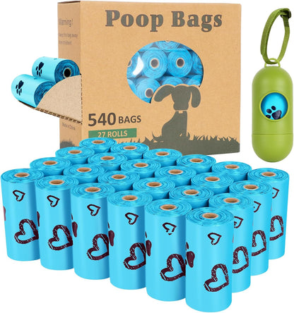 Biodegradable Dog Poop Bags - 720 Extra Thick Leak-Proof Waste Bags with Dispenser, Scented, 4 Colors (Green, Blue, Yellow, Pink)