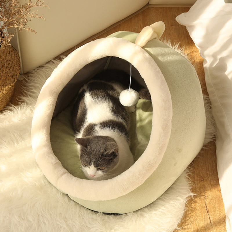 Cozy Sweet Cat Bed - Warm Pet Basket, Soft Kitten Lounger, Washable Cat House Tent, Small Dog Mat