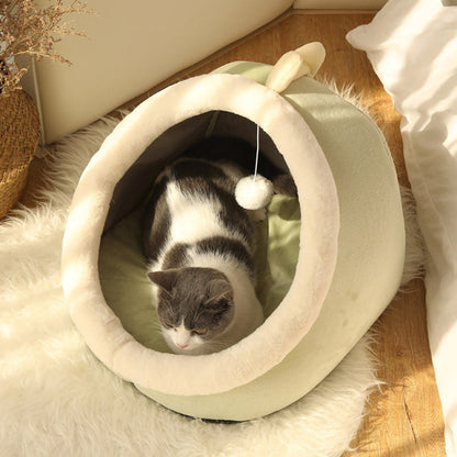 Cozy Sweet Cat Bed - Warm Pet Basket, Soft Kitten Lounger, Washable Cat House Tent, Small Dog Mat