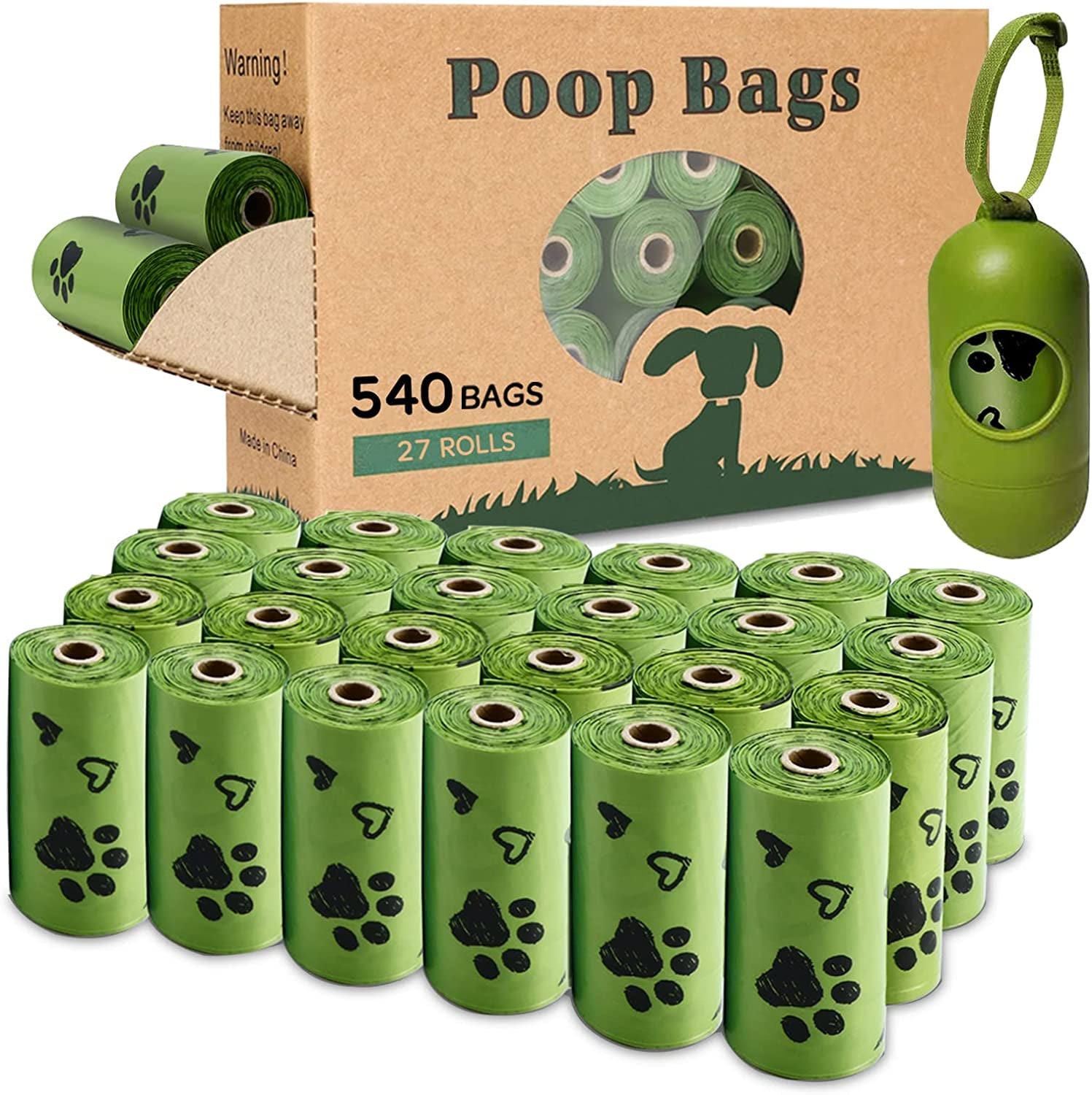 Biodegradable Dog Poop Bags - 720 Extra Thick Leak-Proof Waste Bags with Dispenser, Scented, 4 Colors (Green, Blue, Yellow, Pink)