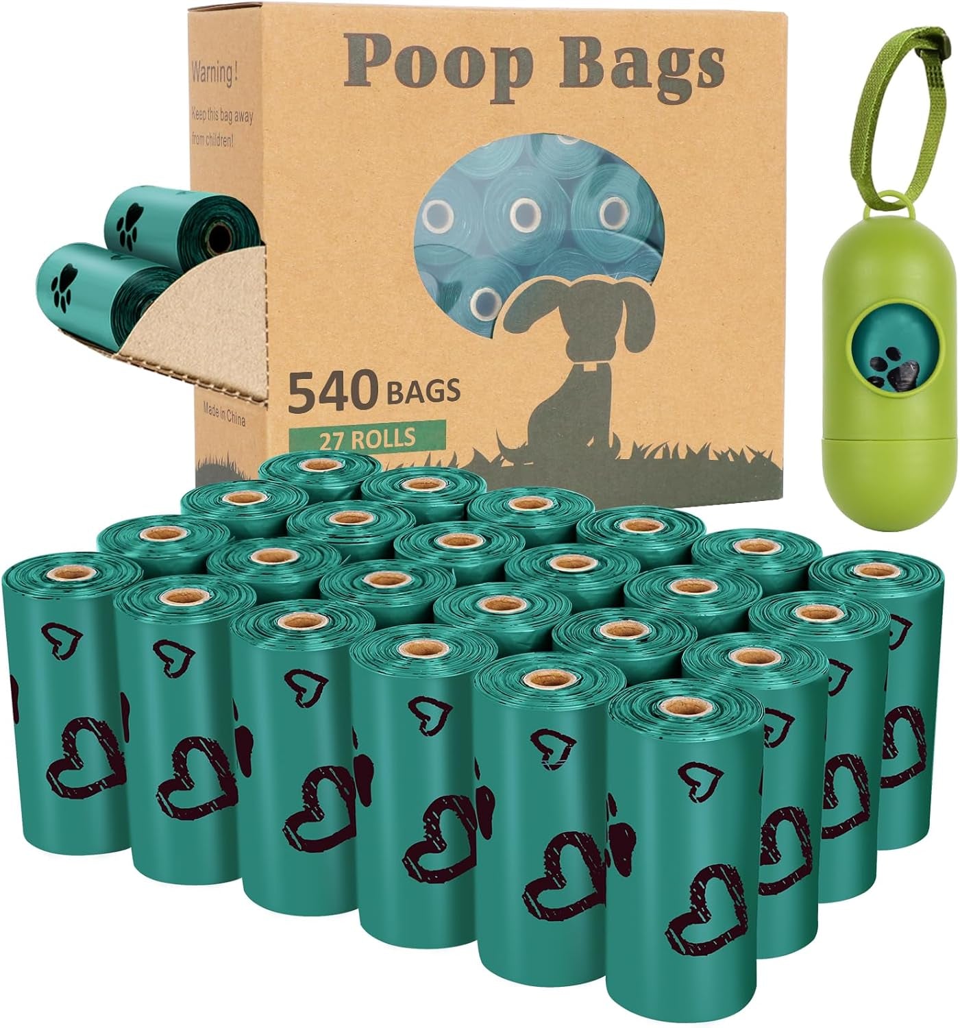 Biodegradable Dog Poop Bags - 720 Extra Thick Leak-Proof Waste Bags with Dispenser, Scented, 4 Colors (Green, Blue, Yellow, Pink)