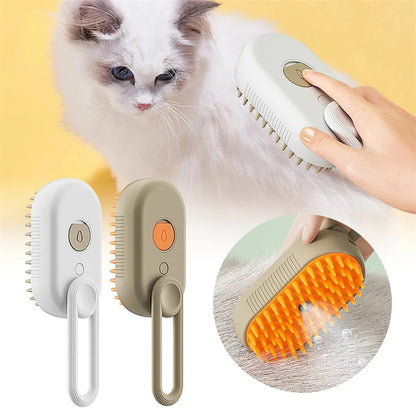 3-in-1 Electric Pet Grooming Brush – Cat & Dog Steamy Brush for Massage, Hair Removal, and Grooming