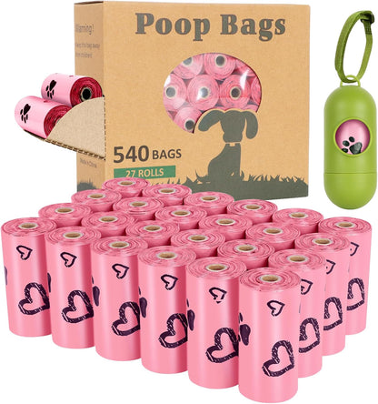 Biodegradable Dog Poop Bags - 720 Extra Thick Leak-Proof Waste Bags with Dispenser, Scented, 4 Colors (Green, Blue, Yellow, Pink)