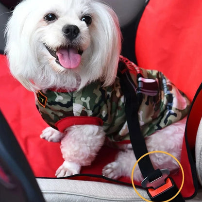 Adjustable Pet Car Seat Belts (2-Pack) - Vehicle Safety Harness for Dogs & Cats, Black Nylon