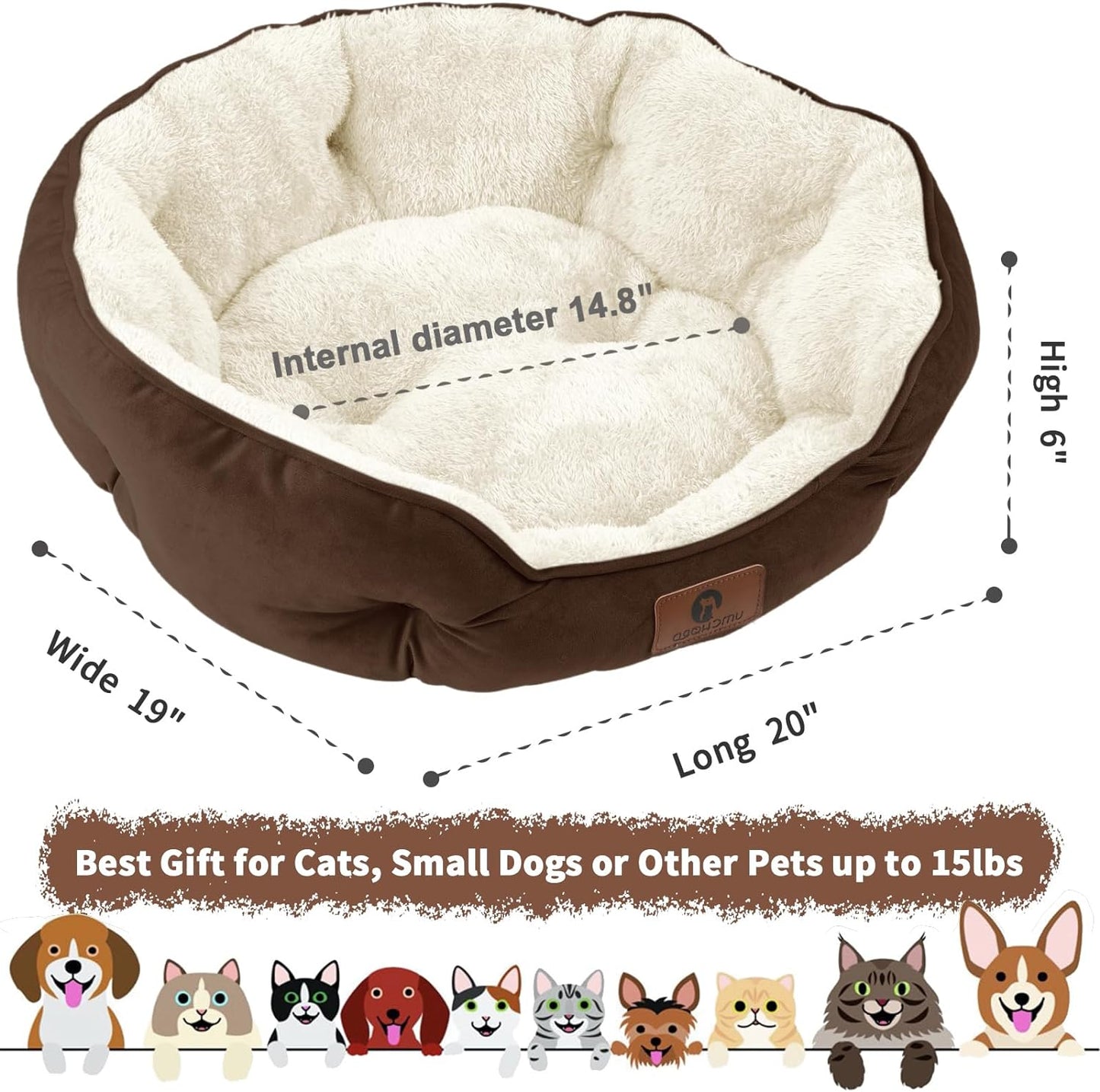 Extra Soft Small Dog & Cat Bed - Machine Washable, Anti-Slip, Water-Resistant