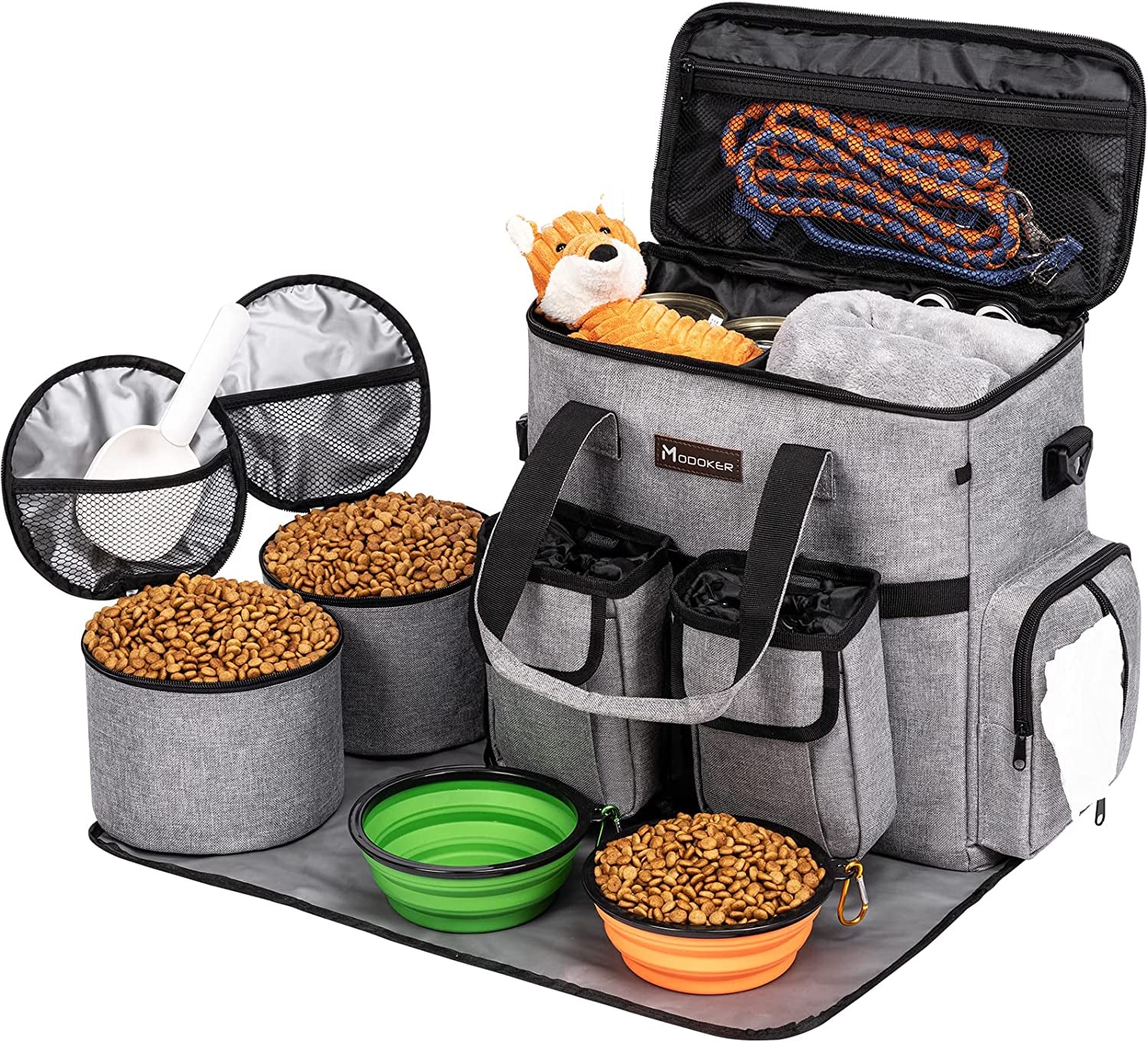 "Airline-Approved Pet Travel Bag for Dogs & Cats | Complete Weekend Set with Multi-Function Pockets, Food Containers, Collapsible Bowls, and Feeding Mat