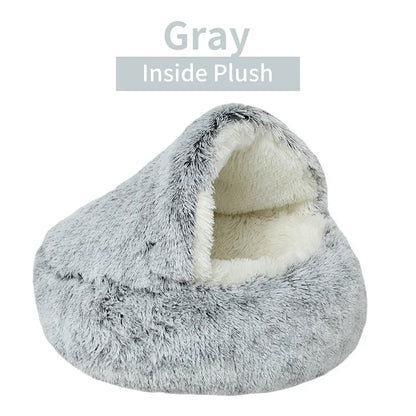 Winter Plush Pet Cat Bed | 2-in-1 Cat Cushion House & Warm Sleep Bag for Small Dogs and Cats