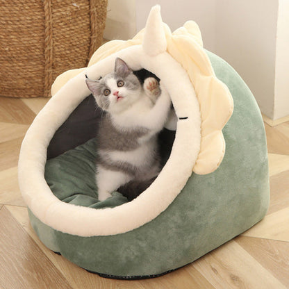 Cozy Sweet Cat Bed - Warm Pet Basket, Soft Kitten Lounger, Washable Cat House Tent, Small Dog Mat