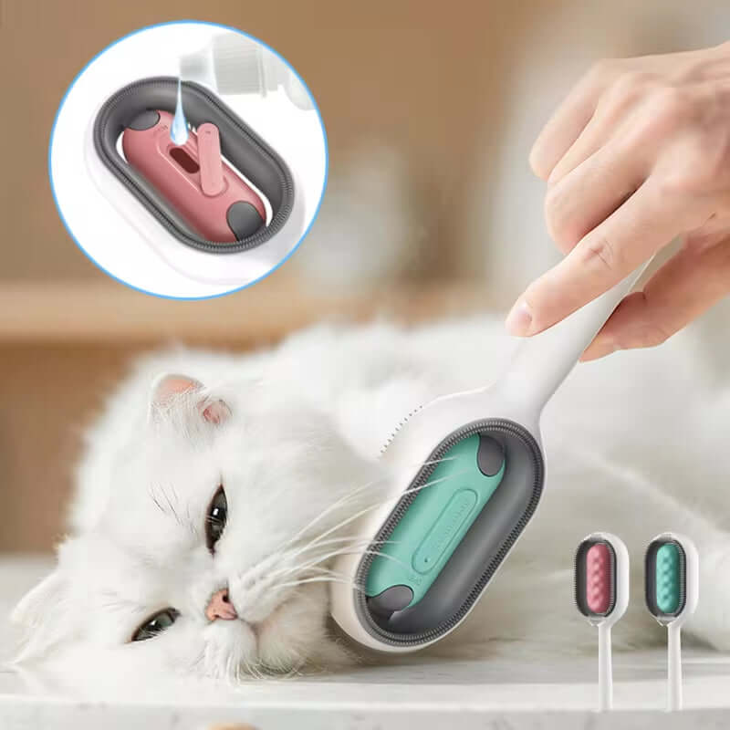 4-in-1 Pet Grooming Brush: Clean, Massage, Fur Removal & Water Tank for Cats and Dogs