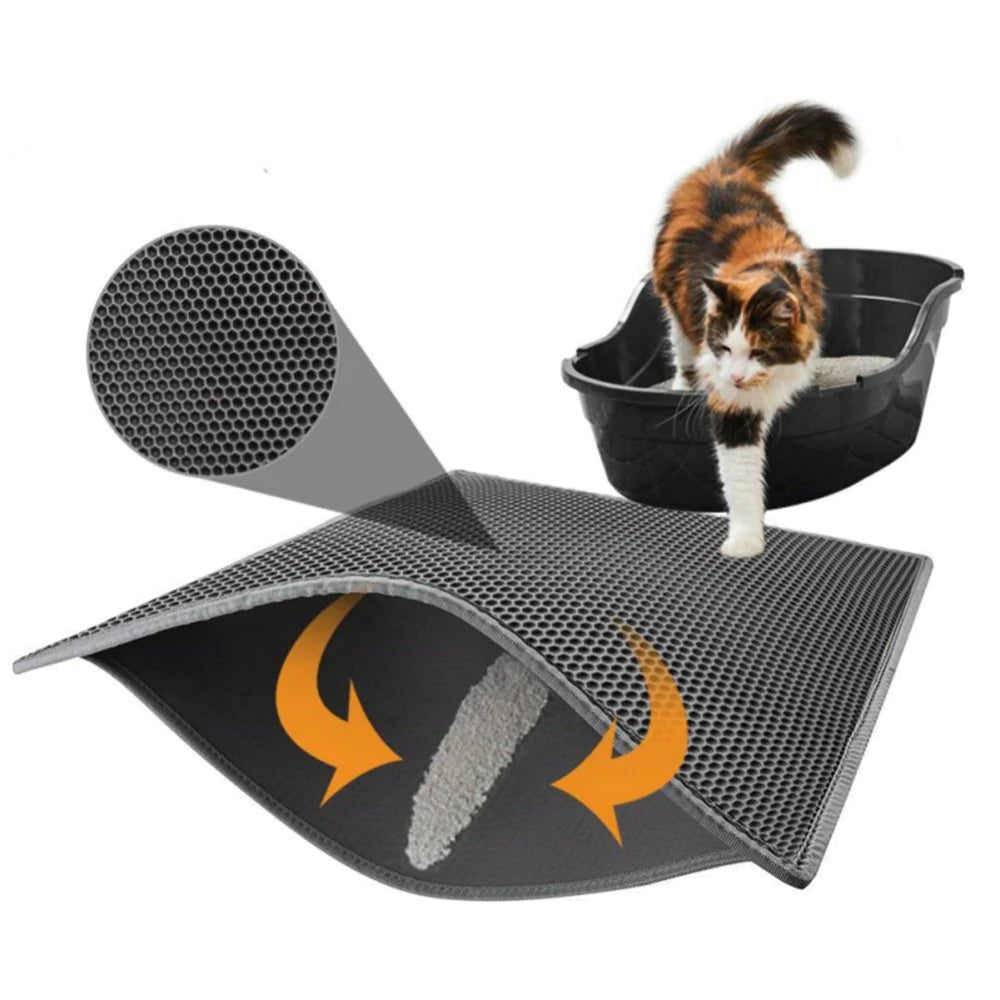 Waterproof EVA Cat Litter Mat – Double Layer Trapping Clean Pad for Cats