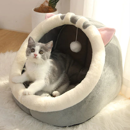 Cozy Sweet Cat Bed - Warm Pet Basket, Soft Kitten Lounger, Washable Cat House Tent, Small Dog Mat