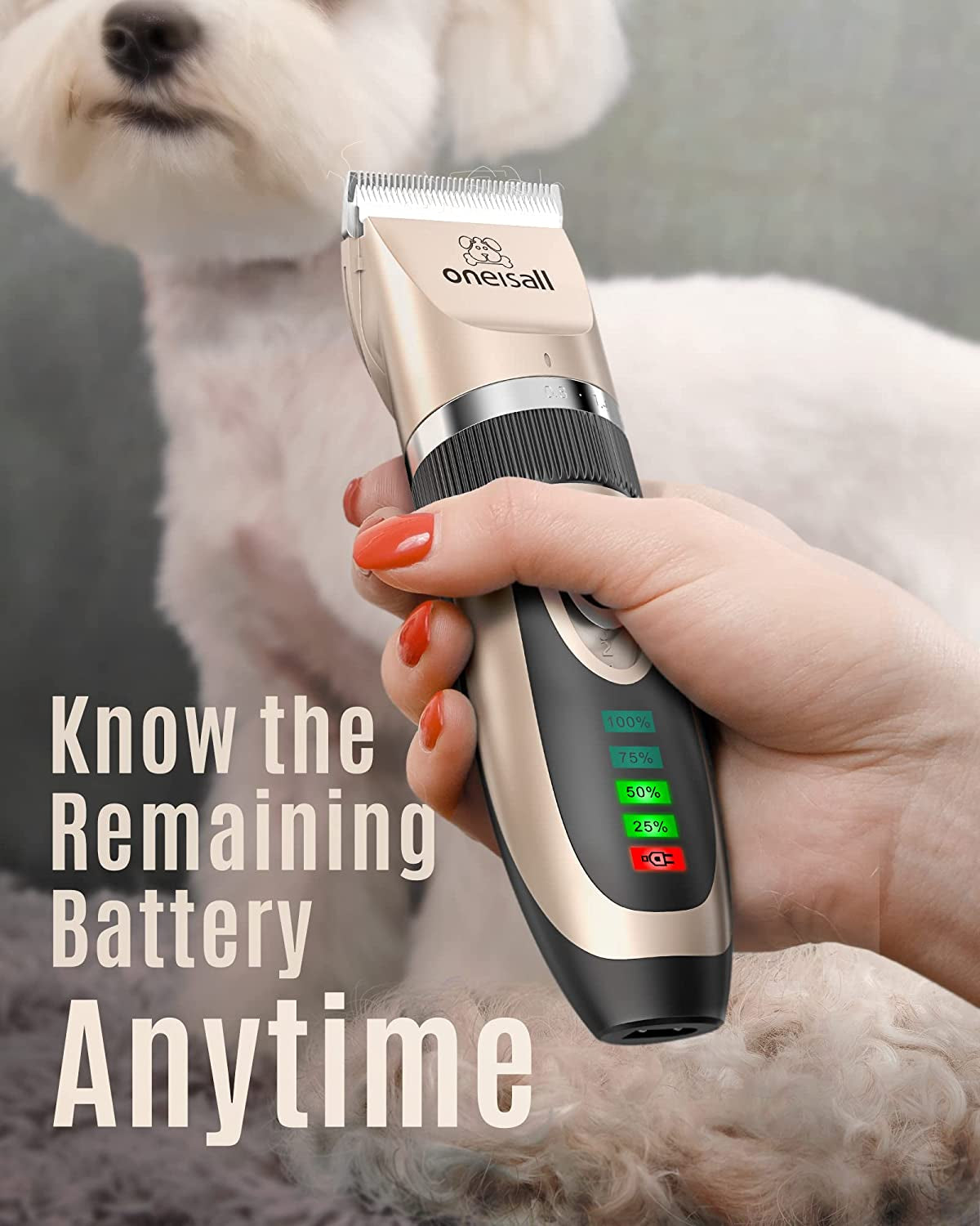 Low Noise Dog Clippers - 2-Speed Rechargeable Grooming Kit for Dogs & Cats