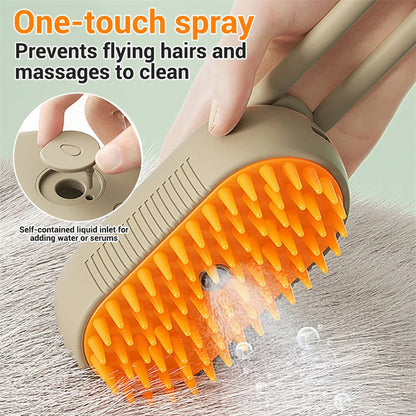 3-in-1 Electric Pet Grooming Brush – Cat & Dog Steamy Brush for Massage, Hair Removal, and Grooming