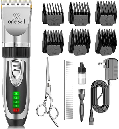 Low Noise Dog Clippers - 2-Speed Rechargeable Grooming Kit for Dogs & Cats