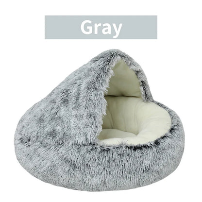 Winter Plush Pet Cat Bed | 2-in-1 Cat Cushion House & Warm Sleep Bag for Small Dogs and Cats