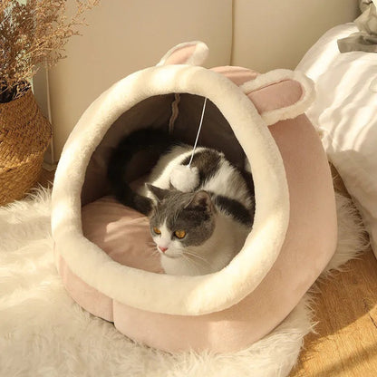 Cozy Sweet Cat Bed - Warm Pet Basket, Soft Kitten Lounger, Washable Cat House Tent, Small Dog Mat