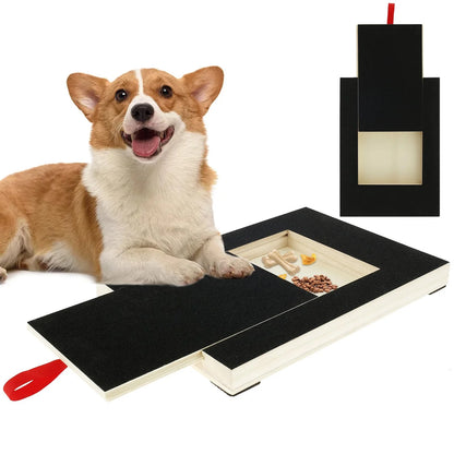 Dog Nail Scratching Board with Treat Box, Free Replacement File, Handle, and Anti-Slip Pads