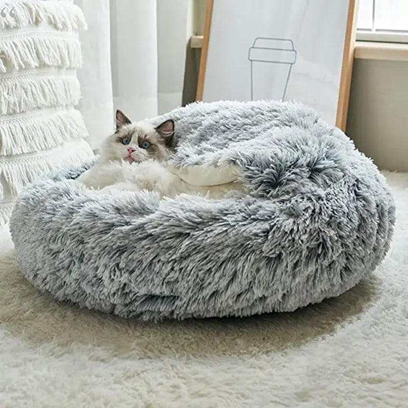 Winter Plush Pet Cat Bed | 2-in-1 Cat Cushion House & Warm Sleep Bag for Small Dogs and Cats