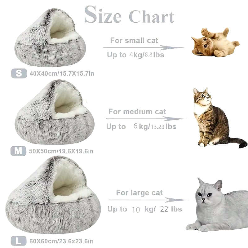 Winter Plush Pet Cat Bed | 2-in-1 Cat Cushion House & Warm Sleep Bag for Small Dogs and Cats